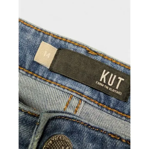 KUT from the Kloth High Rise Raw Hem Straight Leg Jeans - Size 14 - Picture 3 of 4